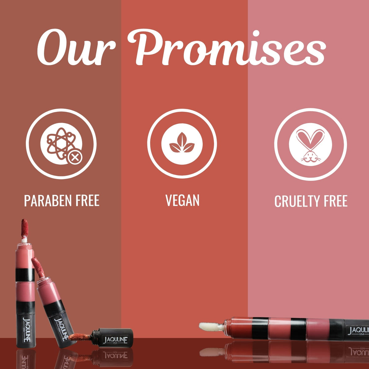 Jaquline USA Stack Attack 4 in 1 Liquid Lipstick-Boss Bold (Bold Pink+ Bold Brown+ Bold Red+ Transparent Gloss) 4ml |Light We