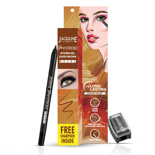 Jaquline USA Pro Stroke Intense Gel Kajal Super Brown 1.2 g |Smudge Proof |Long Lasting |Waterproof| Enriched with Vitamin E