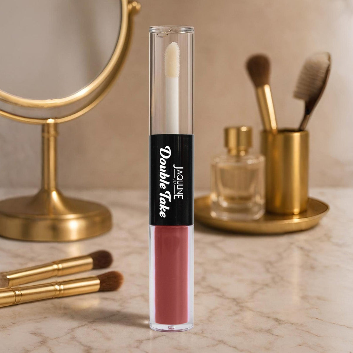 Jaquline USA Double Take Matte & Gloss Lipstick (6.5 ml) Cocoa Drizzle 01, Long-Lasting & Non-Transfer