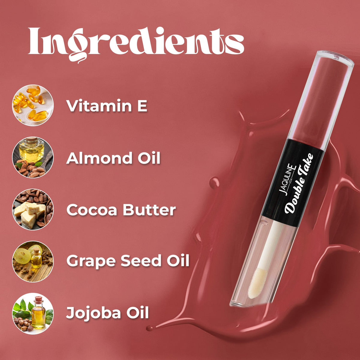 Jaquline USA Double Take Matte & Gloss Lipstick (6.5 ml) Cocoa Drizzle 01, Long-Lasting & Non-Transfer