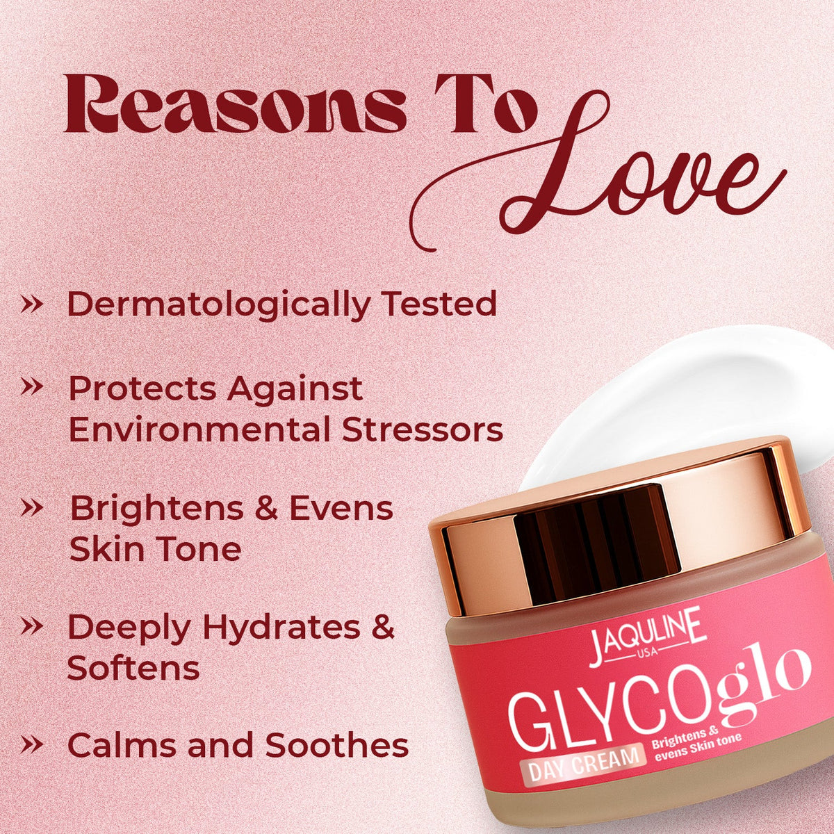 Jaquline USA Glyco Glo Day Cream 50g | Hydrating & Brightening with Glycolic Acid
