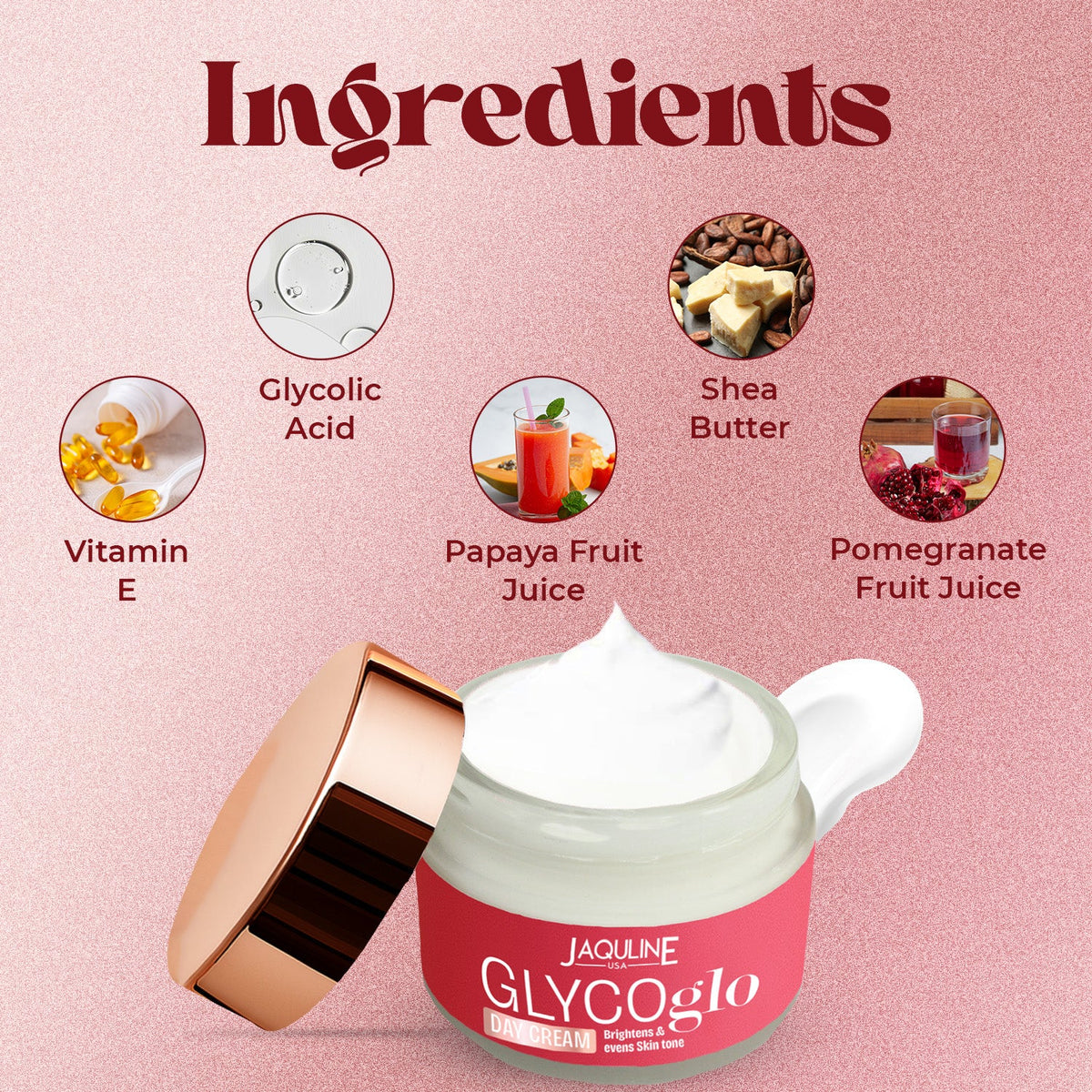 Jaquline USA Glyco Glo Day Cream 50g | Hydrating & Brightening with Glycolic Acid