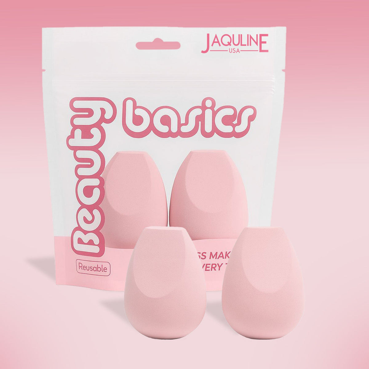 JAQULINE USA Makeup Blender Sponge Dual Cut Shape for Foundation Contour Concealer Precision Blending Soft Latex Free Flawles