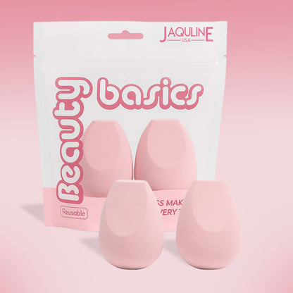 JAQULINE USA Makeup Blender Sponge Dual Cut Shape for Foundation Contour Concealer Precision Blending Soft Latex Free Flawles