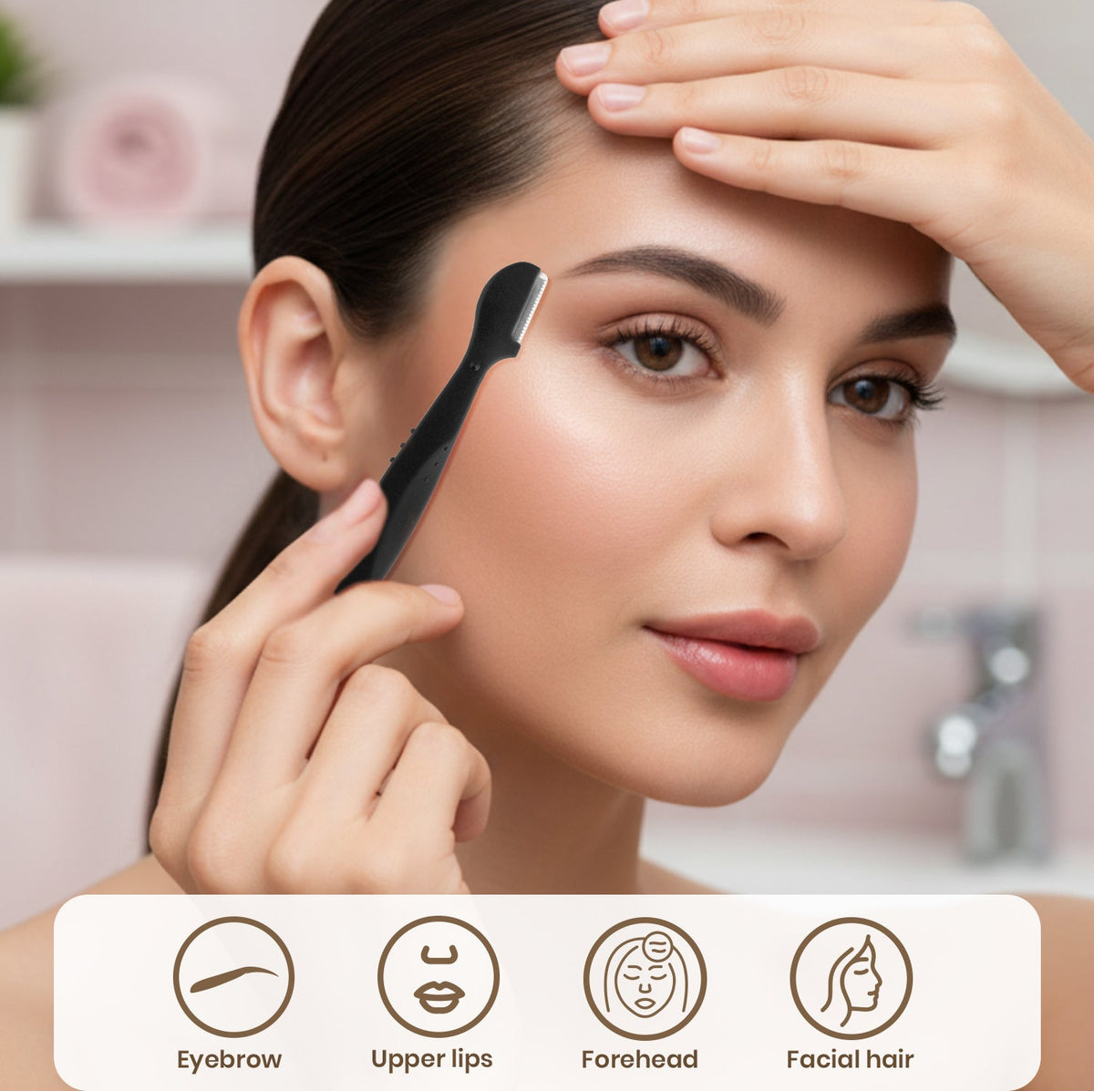 JAQULINE USA Eyebrow Razor for Women, Dermaplaning Tool for Smooth Skin, Pack of 3