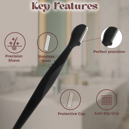 JAQULINE USA Eyebrow Razor for Women, Dermaplaning Tool for Smooth Skin, Pack of 3