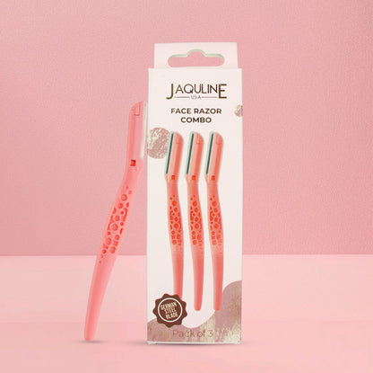 JAQULINE USA Face Razor for Women, Facial Hair & Peach Fuzz Remover, Pack of 3
