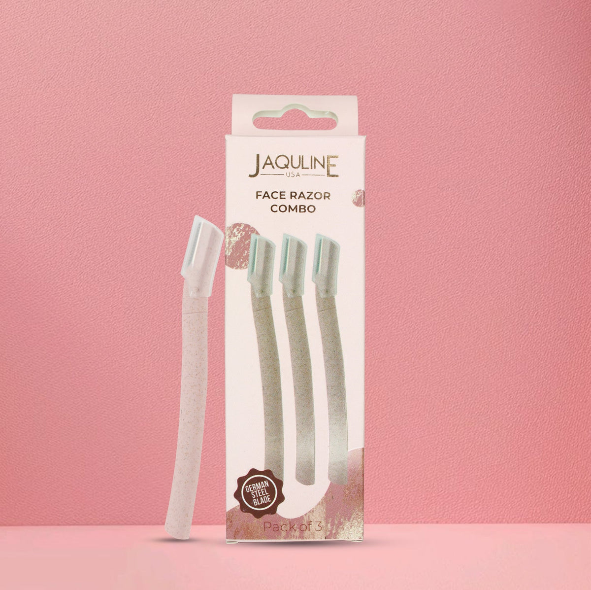 JAQULINE USA Face Razor for Women, Dermaplaning Tool for Eyebrows & Peach Fuzz, Pack of 3