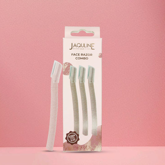 JAQULINE USA Face Razor for Women, Dermaplaning Tool for Eyebrows & Peach Fuzz, Pack of 3