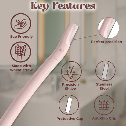 JAQULINE USA Face Razor for Women, Dermaplaning Tool for Eyebrows & Peach Fuzz, Pack of 3