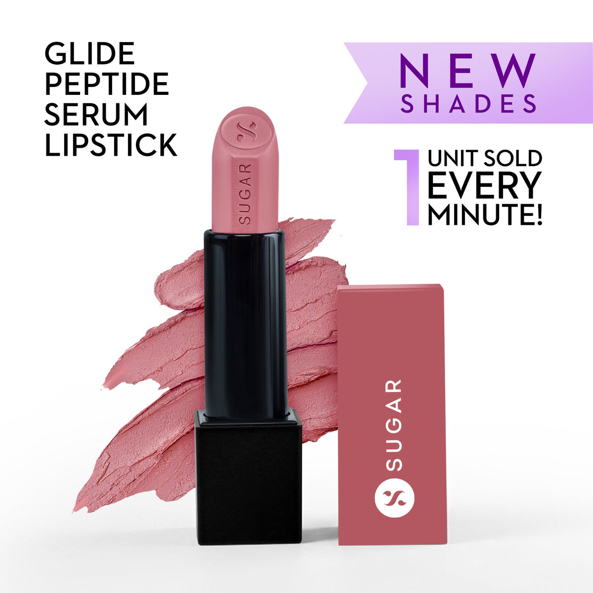 SUGAR Glide Peptide Serum Lipstick in 09 Boston Blush#Color_09 Boston Blush