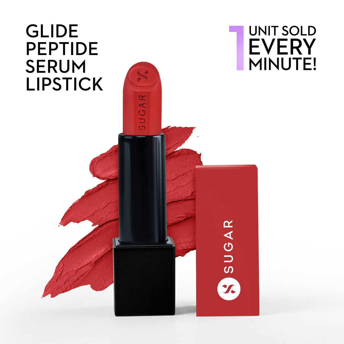 SUGAR Glide Peptide Serum Lipstick in 04 Cairo Crimson#Color_04 Cairo Crimson