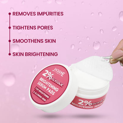 Jaquline USA 2% Glycolic Brightening Serum Pads for Dark Spots & Pigmentation