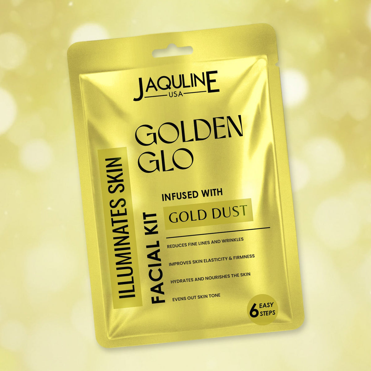 Jaquline USA Golden Glo Gold Dust Facial Kit Brightening & Anti-Ageing Care (42g)