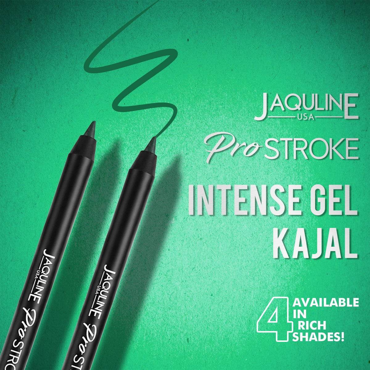 Jaquline USA Pro Stroke Intense Gel Kajal Jade Green 1.2 g |Smudge Proof |Long Lasting |Waterproof| Enriched with Vitamin E
