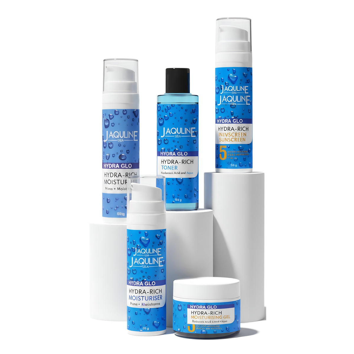 JAQULINE USA Hydra GLO Radiance & Hydration skin care kit | Face Wash, Toner, Hydra Boost Gel, Double Action Moisturiser, Inv