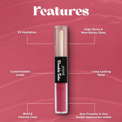 Jaquline USA Double Take Matte & Gloss Lipstick (6.5 ml) Hazelnut Roast 03, Long-Lasting & Non-Transfer