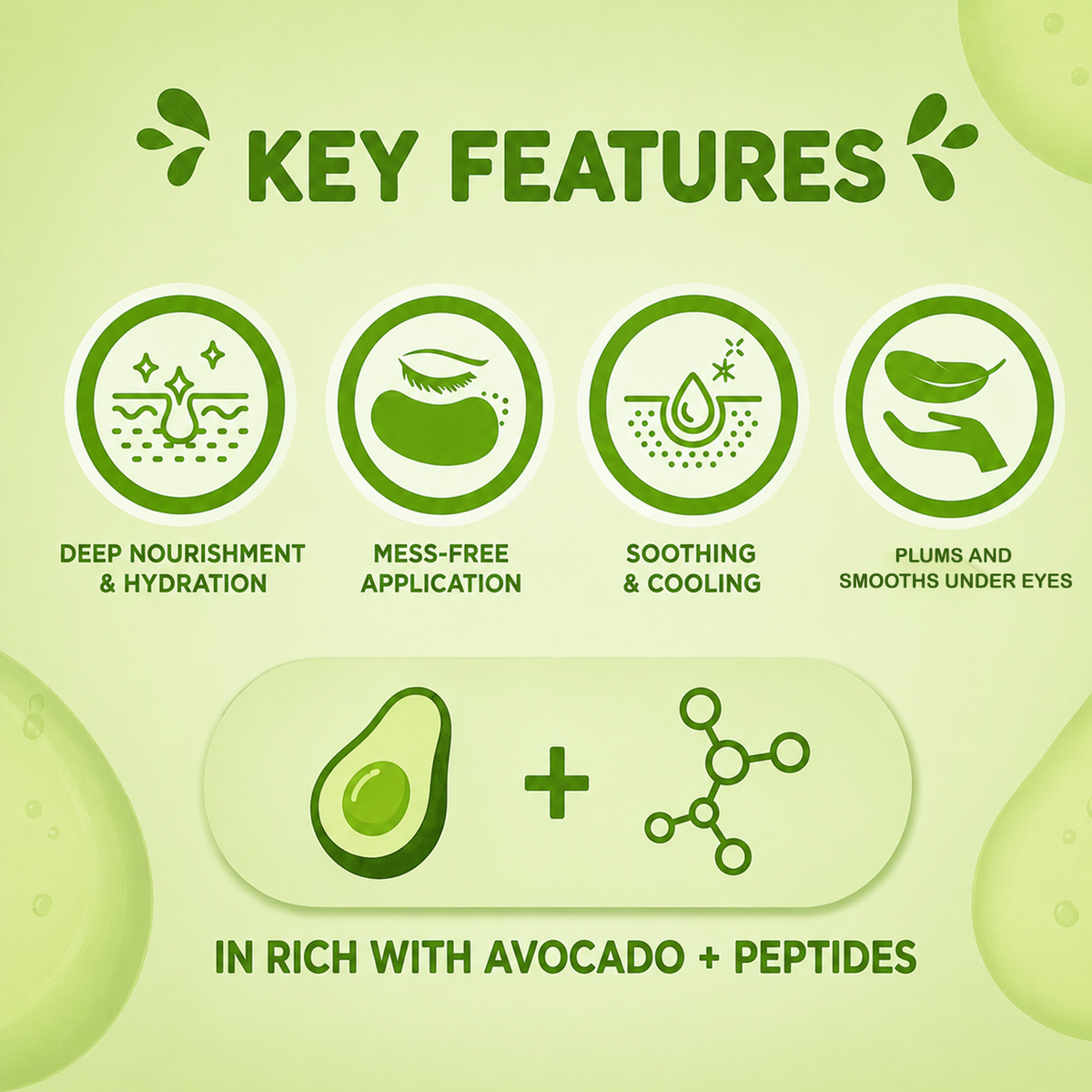 Jaquline USA Avocado + Peptides Hydrogel Eye Mask - 2 N
