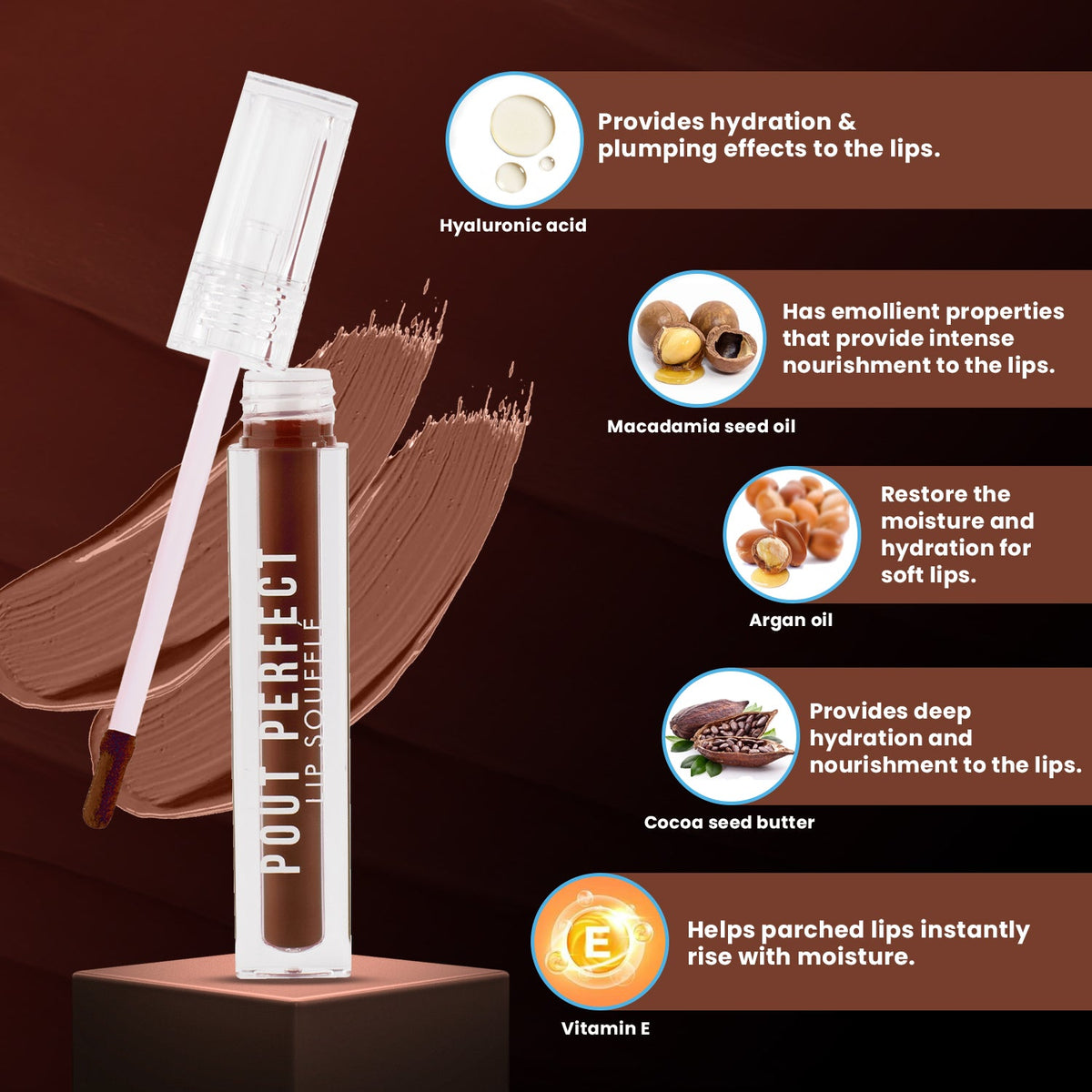 Jaquline USA Pout Perfect Lip Souffle, long lasting Liquid Lipstick, Matte Finish & Smooth Texture, Transfer Proof & Enriched