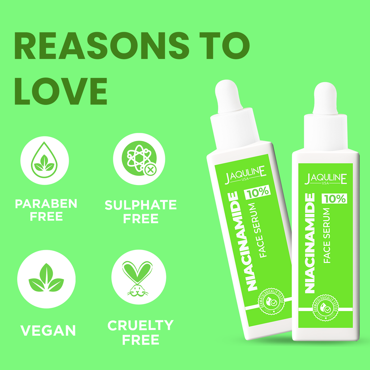 Jaquline USA Face Serum 10% Niacinamide Acid For Clear and Bright Skin, Fades Hyper pigmentation, Balancing Oil Production- 3