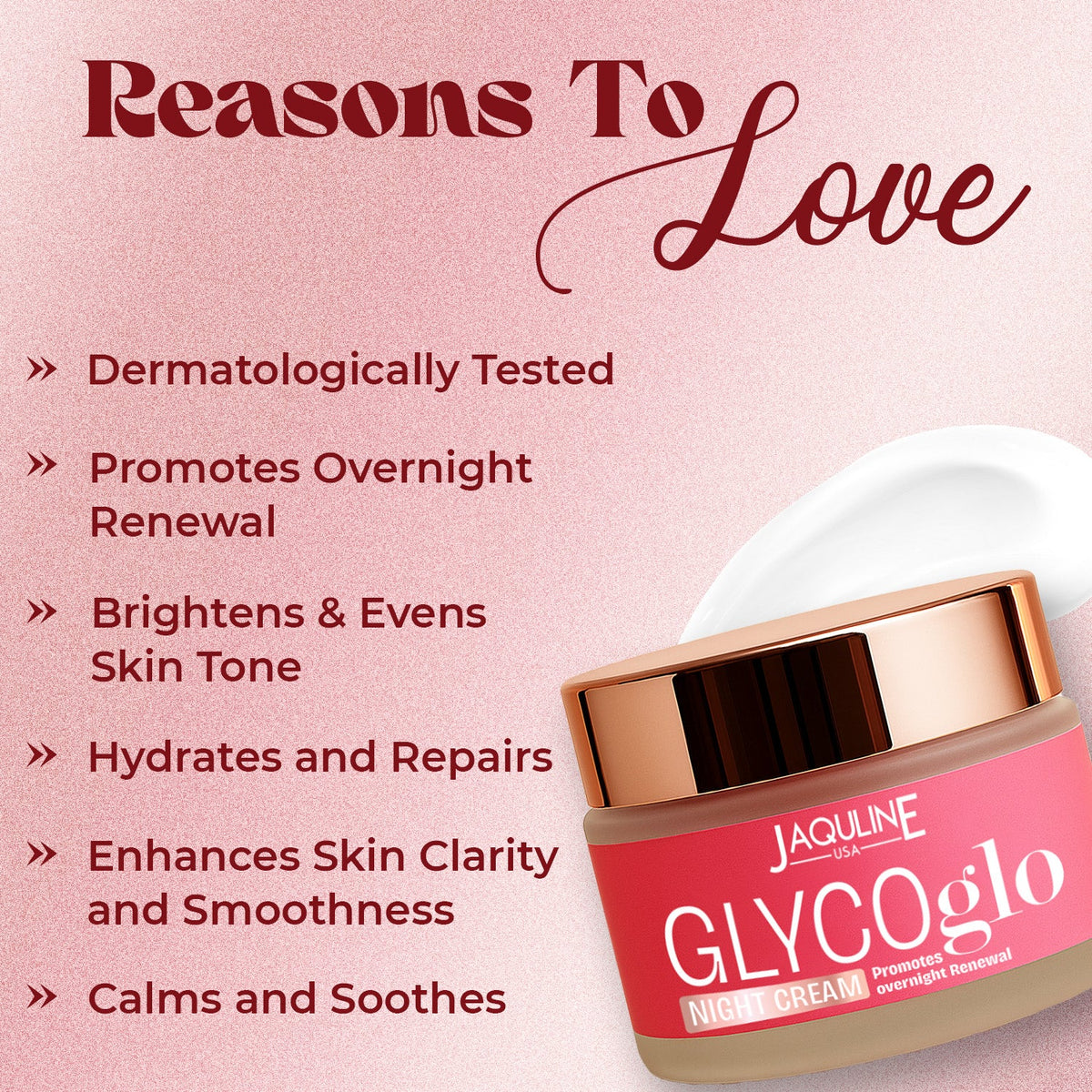 Jaquline USA Glyco Glo Night Cream 50g | Brightening & Repairing with Glycolic Acid