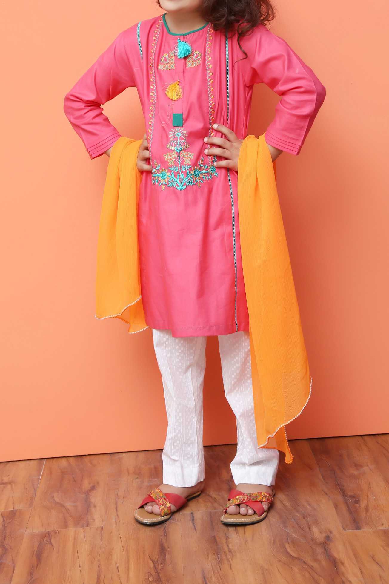 Komal's Girls Embroidered 3PC Suit