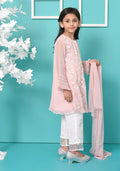 Komal's Tea Pink Chiffon Top with Embroidery - 3PC Suit