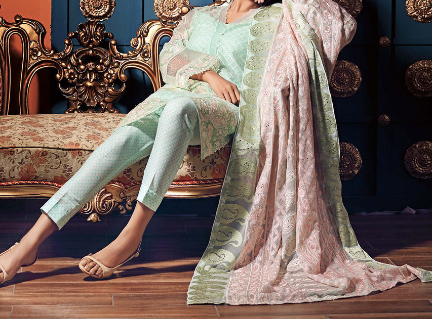 Komal's PM-203 Embroidered Chiffon 3PC Suit