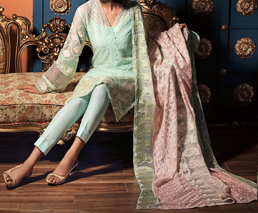 Komal's PM-203 Embroidered Chiffon 3PC Suit