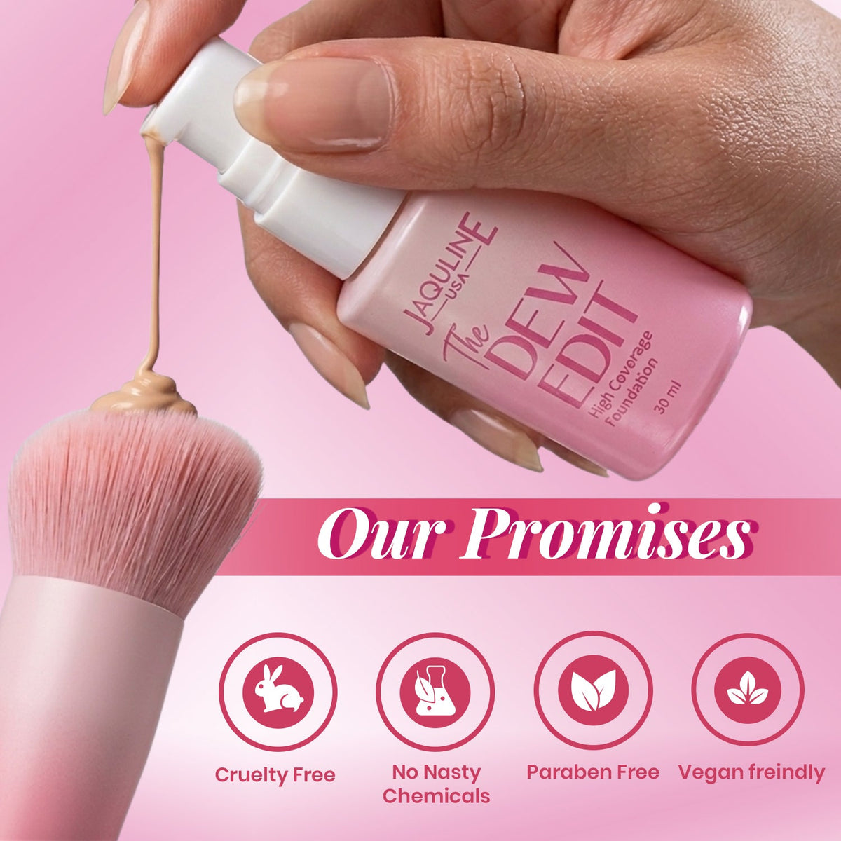 Jaquline USA The Dew Edit High Coverage Foundation (30 ml)- Petal 01