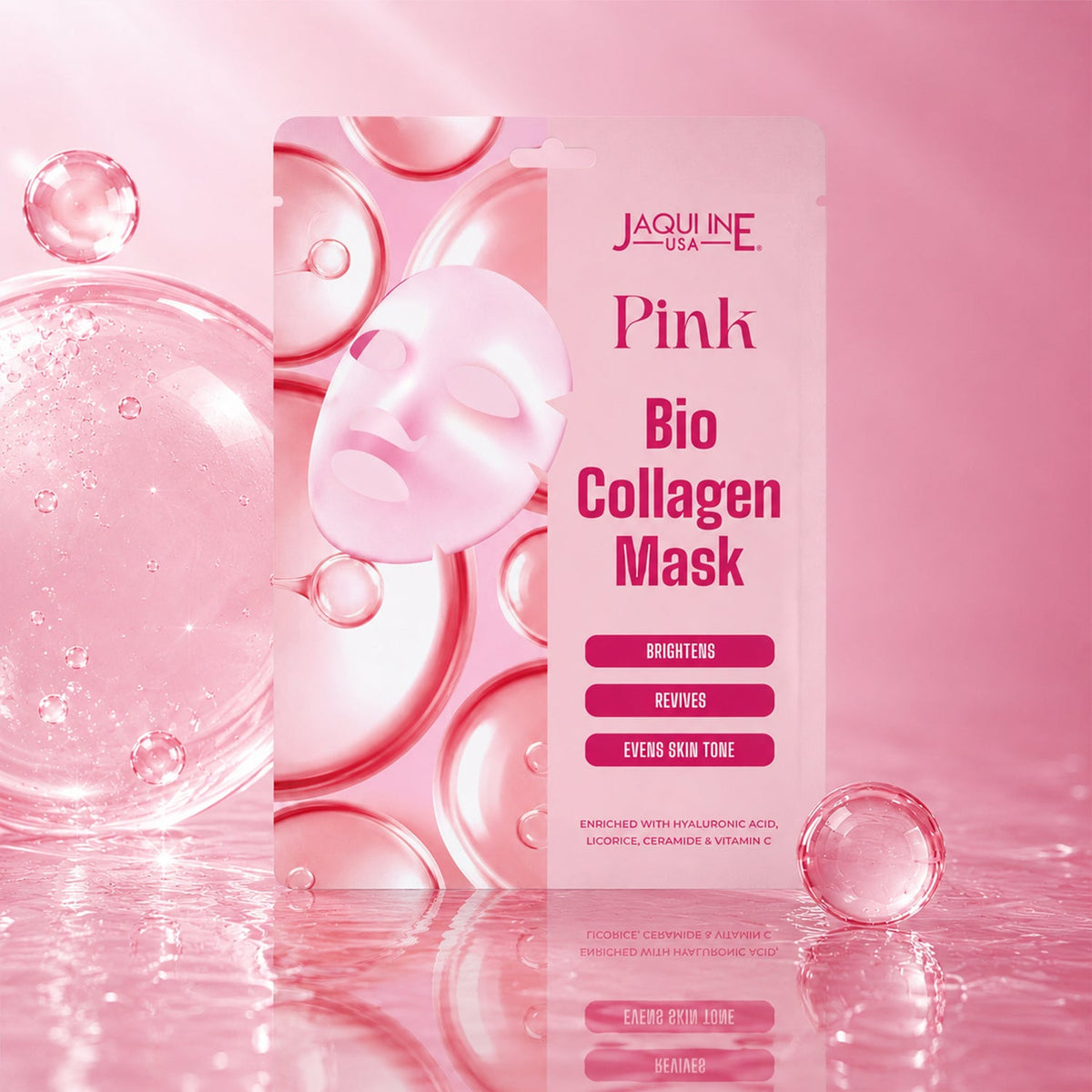 Jaquline USA Pink Bio-Collagen Face Mask with Vitamin C & Hyaluronic Acid - 35 g