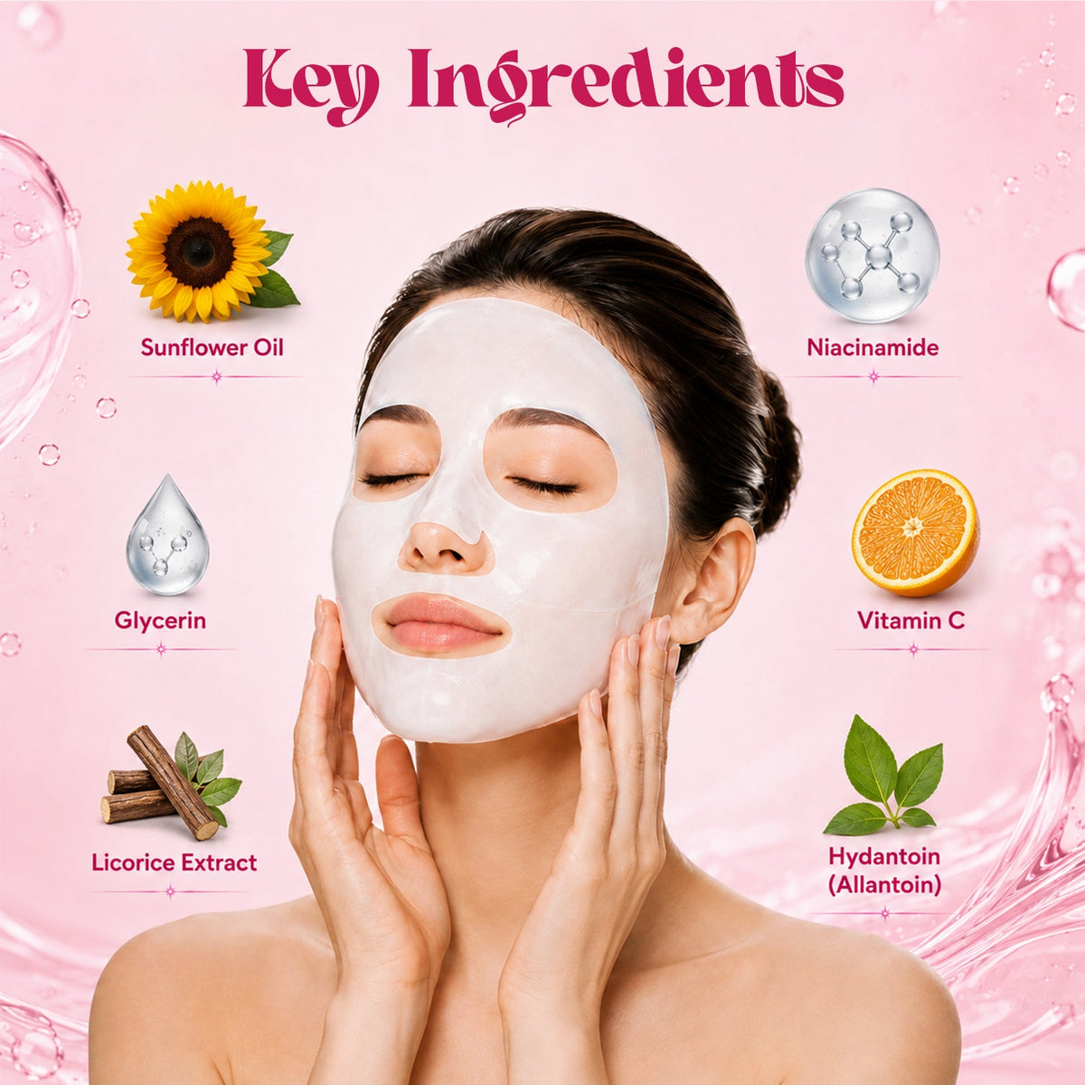 Jaquline USA Pink Bio-Collagen Face Mask with Vitamin C & Hyaluronic Acid - 35 g