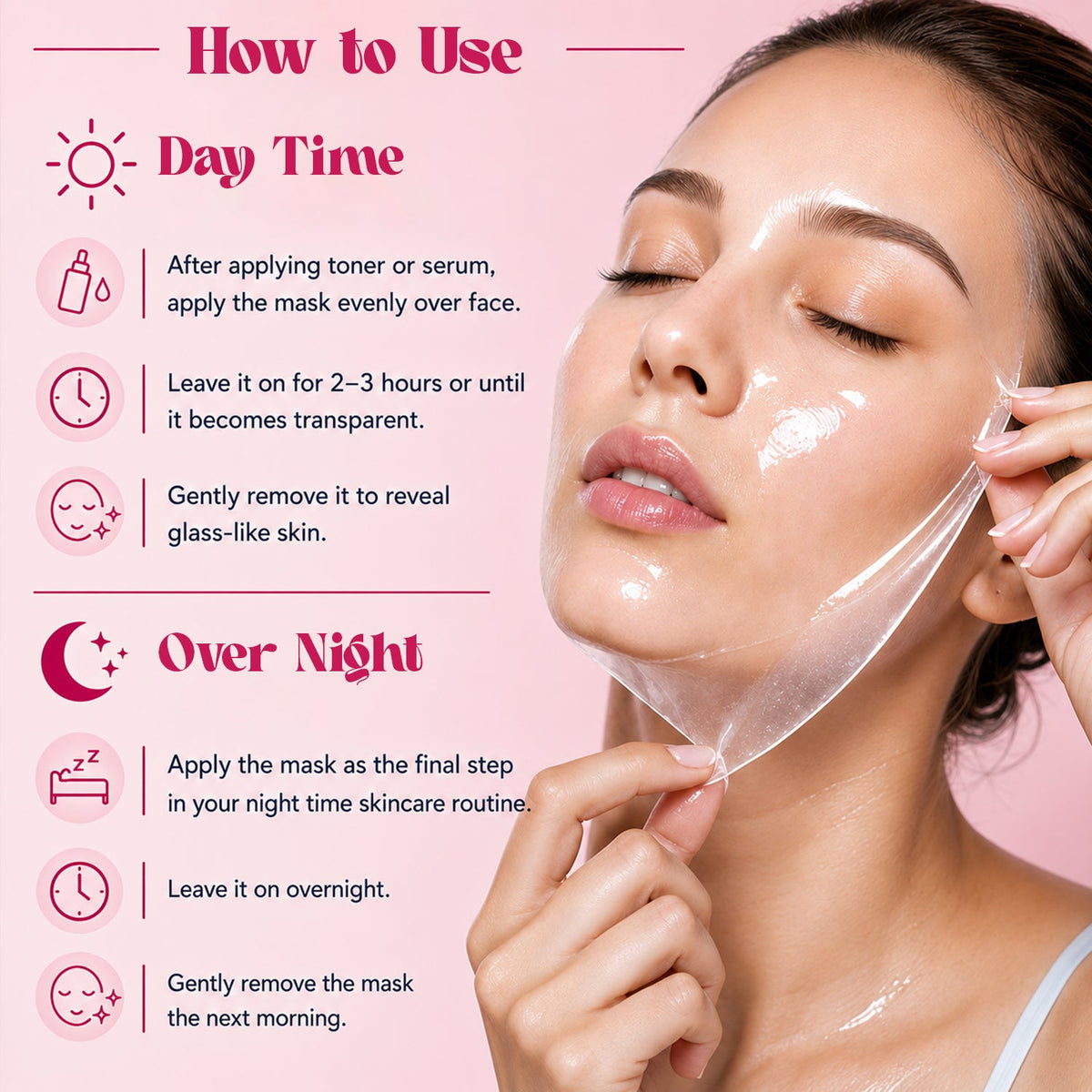 Jaquline USA Pink Bio-Collagen Face Mask with Vitamin C & Hyaluronic Acid - 35 g