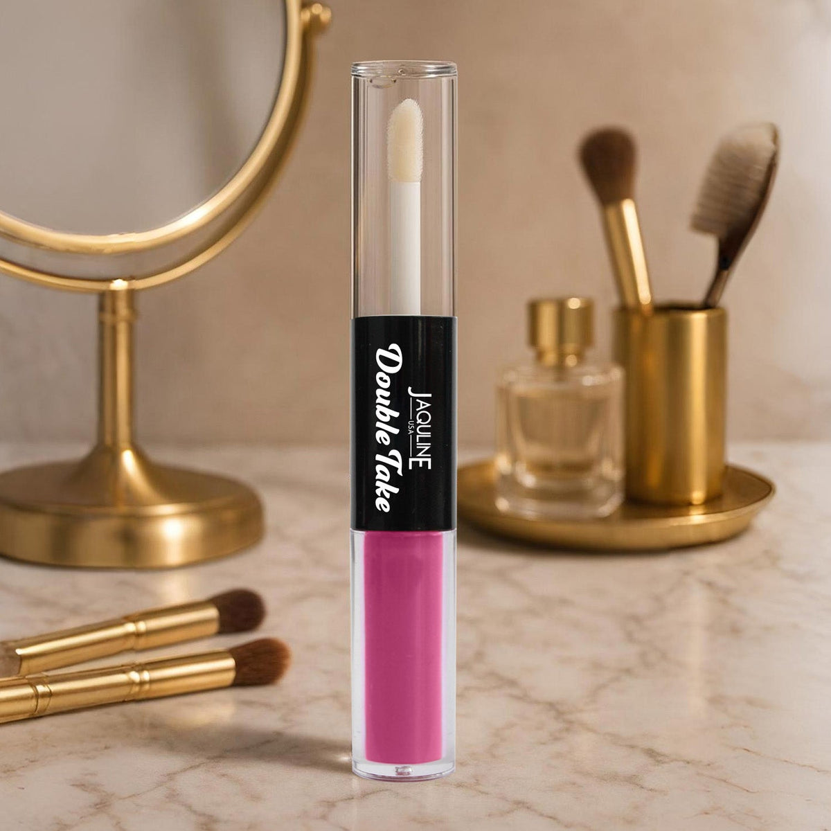 Jaquline USA Double Take Matte & Gloss Lipstick (6.5 ml) Pink Praline 05 Long-Lasting & Non-Transfer