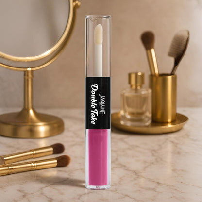 Jaquline USA Double Take Matte & Gloss Lipstick (6.5 ml) Pink Praline 05 Long-Lasting & Non-Transfer