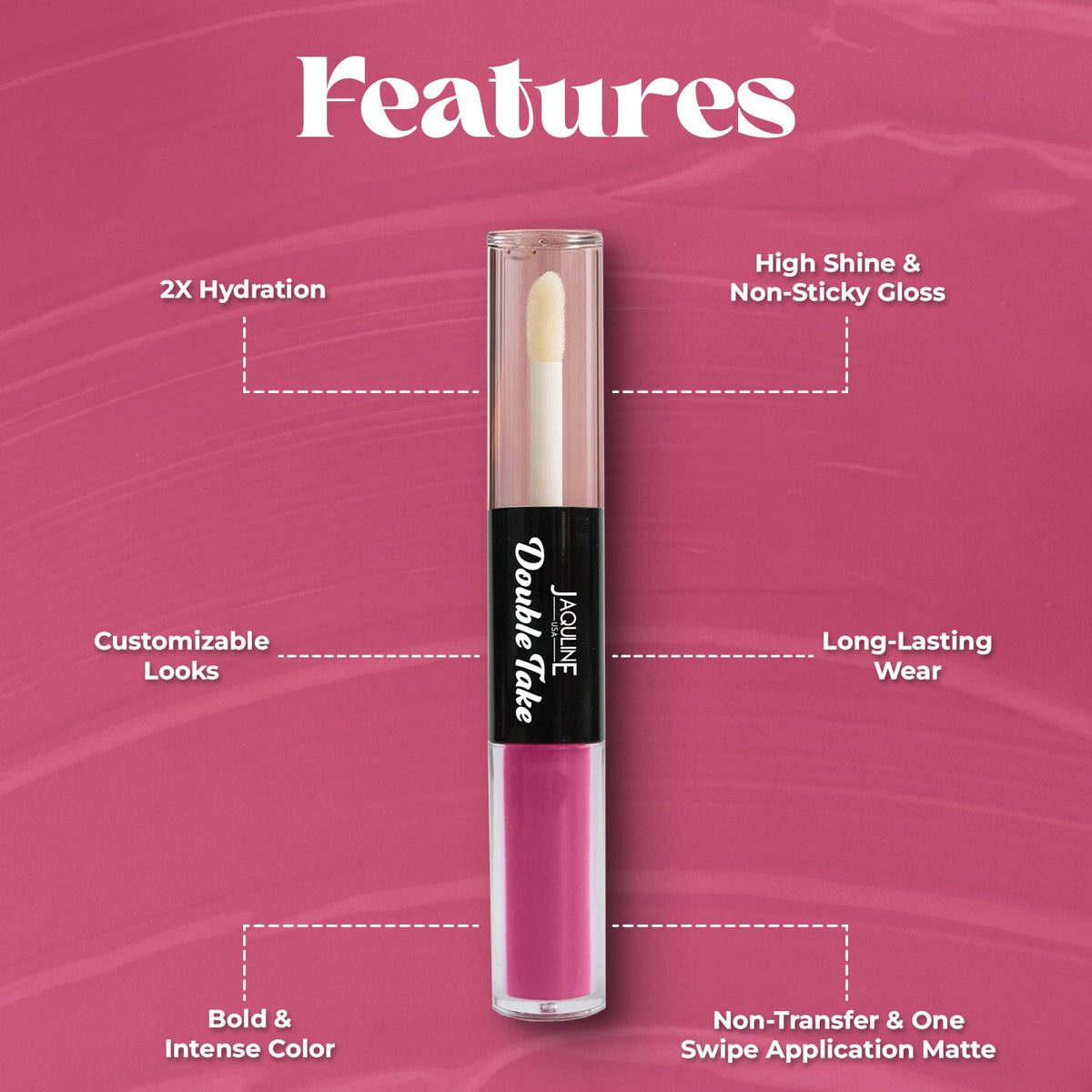 Jaquline USA Double Take Matte & Gloss Lipstick (6.5 ml) Pink Praline 05 Long-Lasting & Non-Transfer