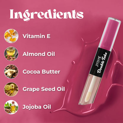 Jaquline USA Double Take Matte & Gloss Lipstick (6.5 ml) Pink Praline 05 Long-Lasting & Non-Transfer