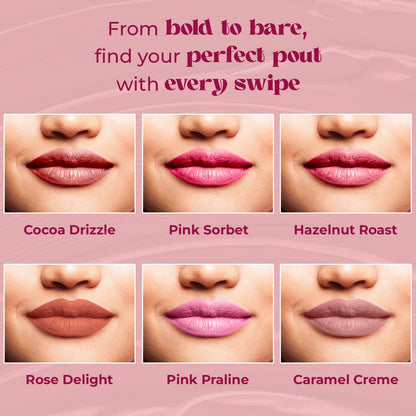 Jaquline USA Double Take Matte & Gloss Lipstick (6.5 ml) Pink Praline 05 Long-Lasting & Non-Transfer