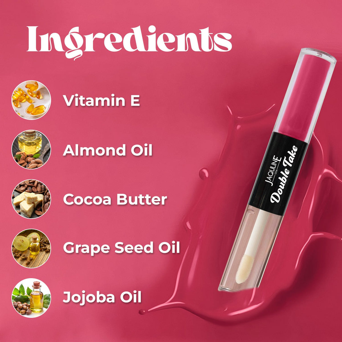 Jaquline USA Double Take Matte & Gloss Lipstick (6.5 ml) Pink Sorbet 02, Long-Lasting & Non-Transfer