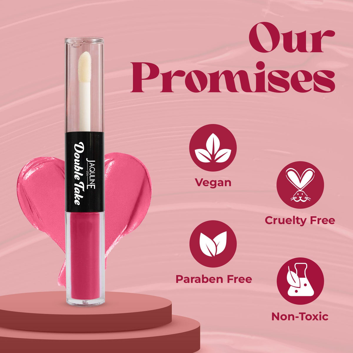 Jaquline USA Double Take Matte & Gloss Lipstick (6.5 ml) Pink Sorbet 02, Long-Lasting & Non-Transfer