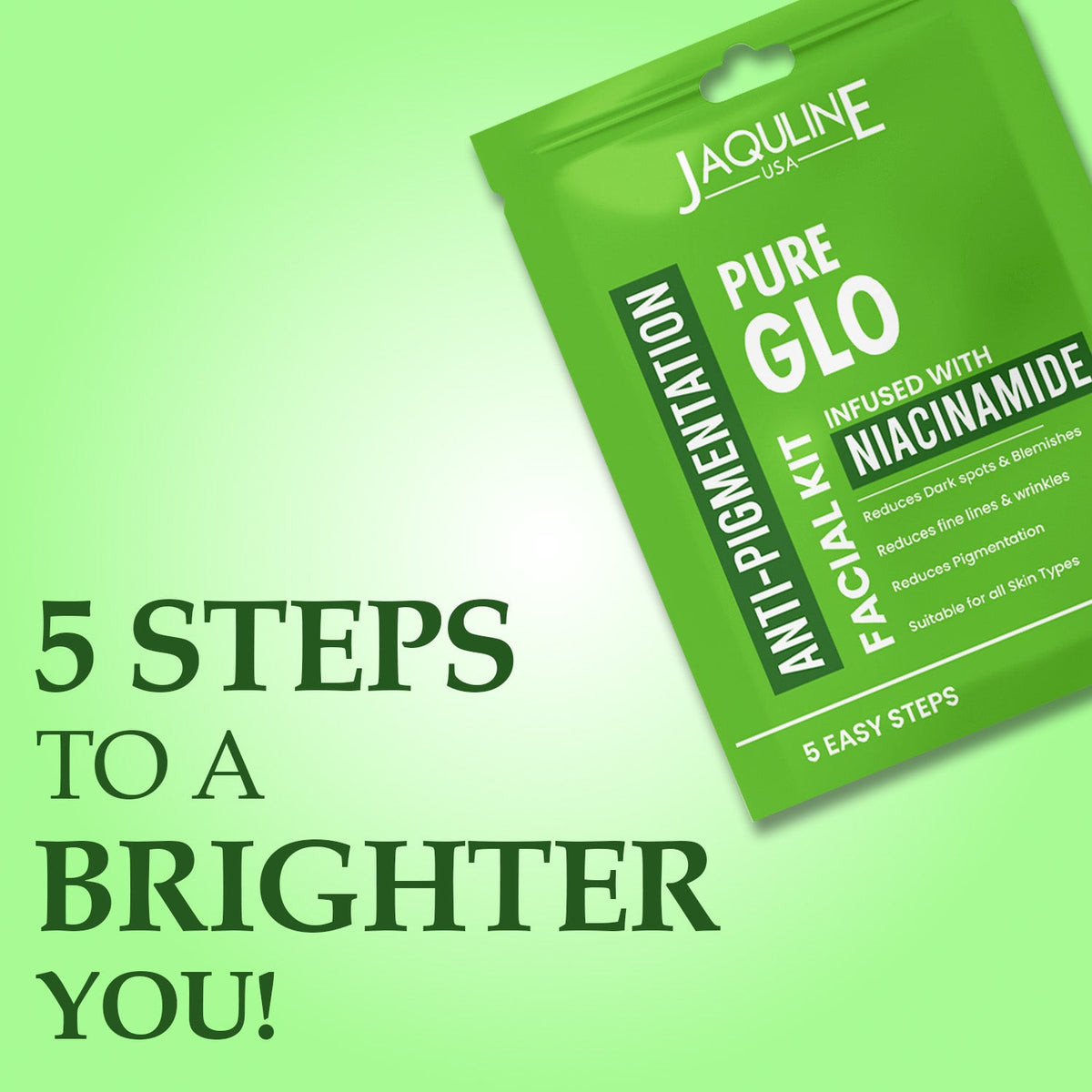 Jaquline USA Pure GLO Anti-Pigmentation Facial KIT With Niacinamide & Hyaluronic Acid to Improves Skin Texture | for all skin
