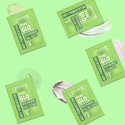 Jaquline USA Pure GLO Anti-Pigmentation Facial KIT With Niacinamide & Hyaluronic Acid to Improves Skin Texture | for all skin
