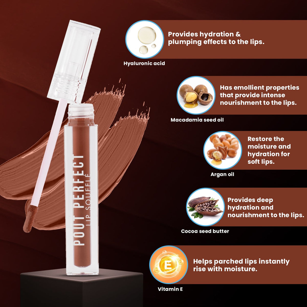 Jaquline USA Pout Perfect Lip Souffle, long lasting Liquid Lipstick, Matte Finish & Smooth Texture, Transfer Proof & Enriched