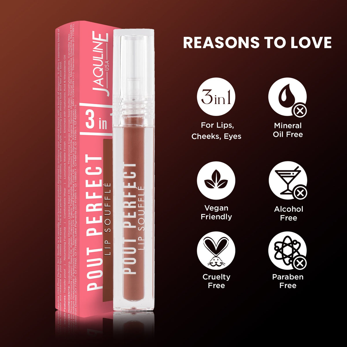 Jaquline USA Pout Perfect Lip Souffle, long lasting Liquid Lipstick, Matte Finish & Smooth Texture, Transfer Proof & Enriched