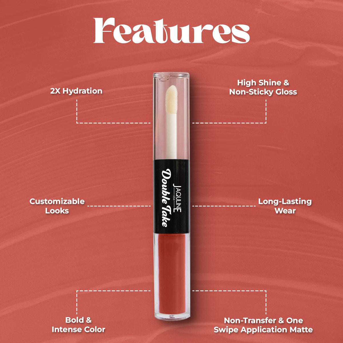 Jaquline USA Double Take Matte & Gloss Lipstick (6.5 ml) Rose Delight 04 Long-Lasting & Non-Transfer