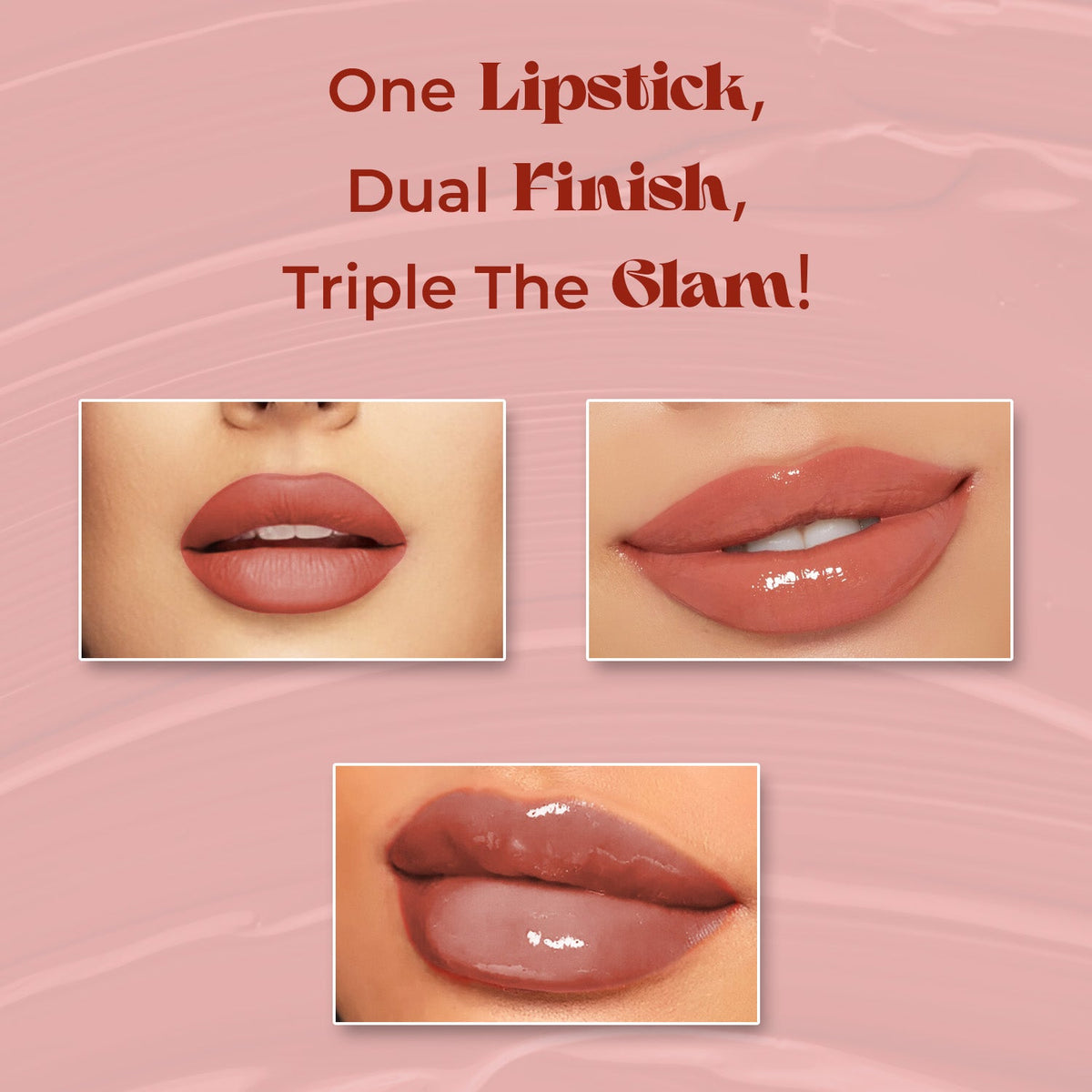 Jaquline USA Double Take Matte & Gloss Lipstick (6.5 ml) Rose Delight 04 Long-Lasting & Non-Transfer