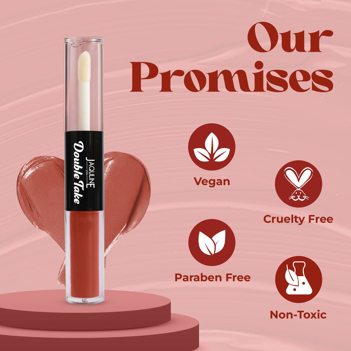 Jaquline USA Double Take Matte & Gloss Lipstick (6.5 ml) Rose Delight 04 Long-Lasting & Non-Transfer