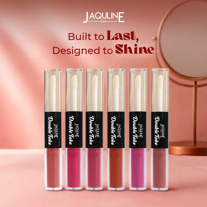 Jaquline USA Double Take Matte & Gloss Lipstick (6.5 ml) Rose Delight 04 Long-Lasting & Non-Transfer