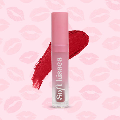 Jaquline USA Soft Kisses Liquid Lipstick long lasting, Matte Finish & Silky-Smooth Texture, Enriched with Hyaluronic Acid & V