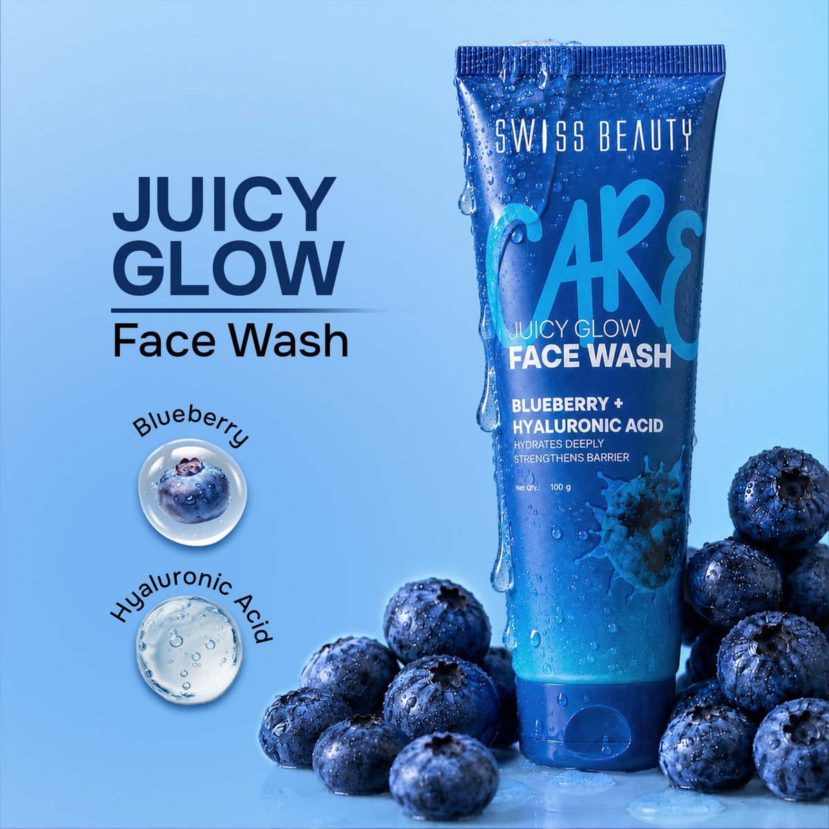 Care Juicy Glow Face Wash  Blueberry + Hyaluronic Acid